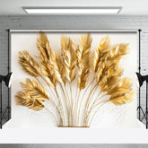 Aperturee - Aperturee Golden Feather Boho Copy Ornaments Photo Backdrop